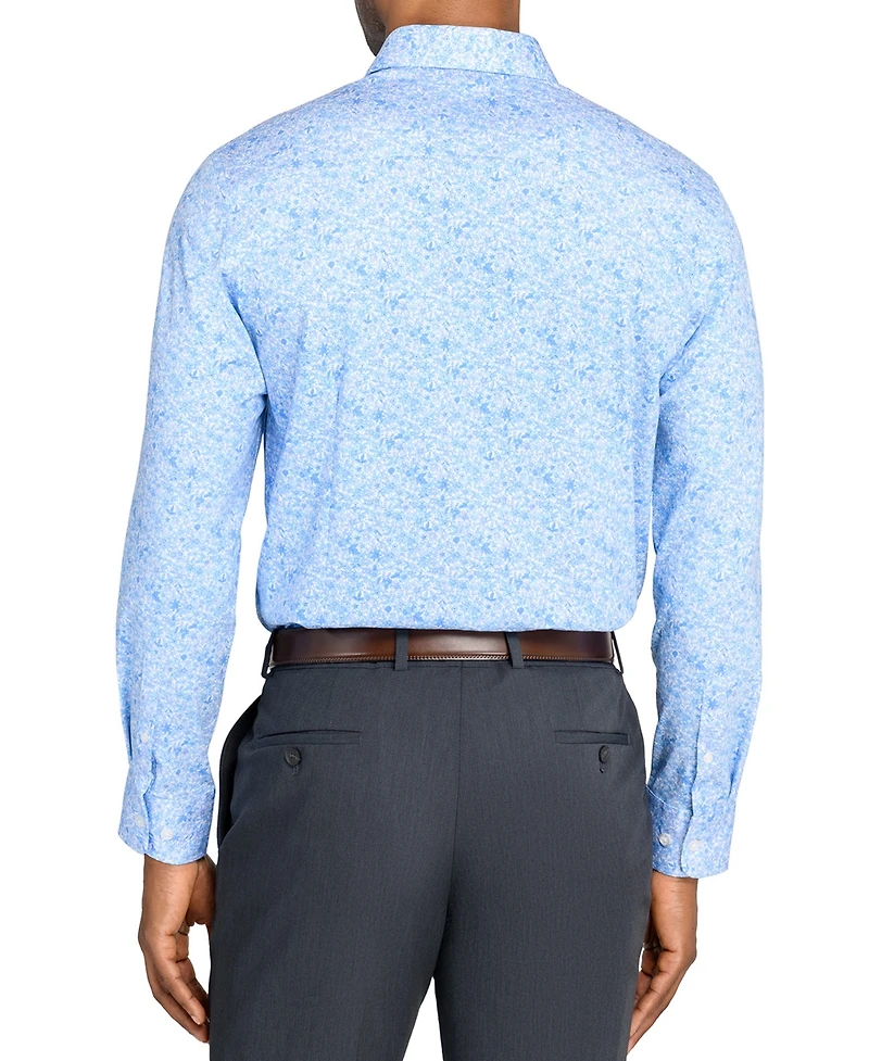 Michelsons Of London Men's Floral Print Hybrid Slim Fit Easy Care Long Sleeve Shirt