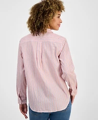 Nautica Jeans Women's Striped Cotton Button-Front Shirt