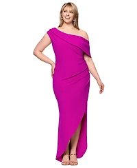 Betsy & Adam Plus Asymmetric High-Low Gown