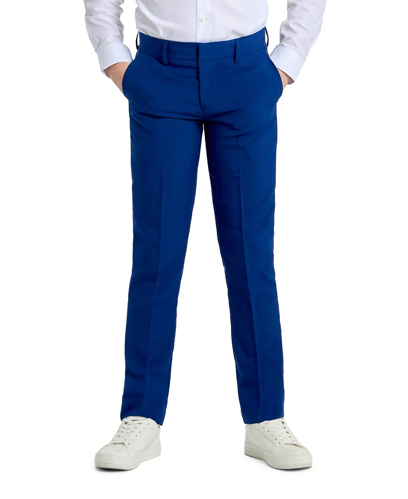 OppoSuits Teen Boys Navy Royale Slim Fit Solid Suit Including Blazer, Pants and Clip-On-Tie