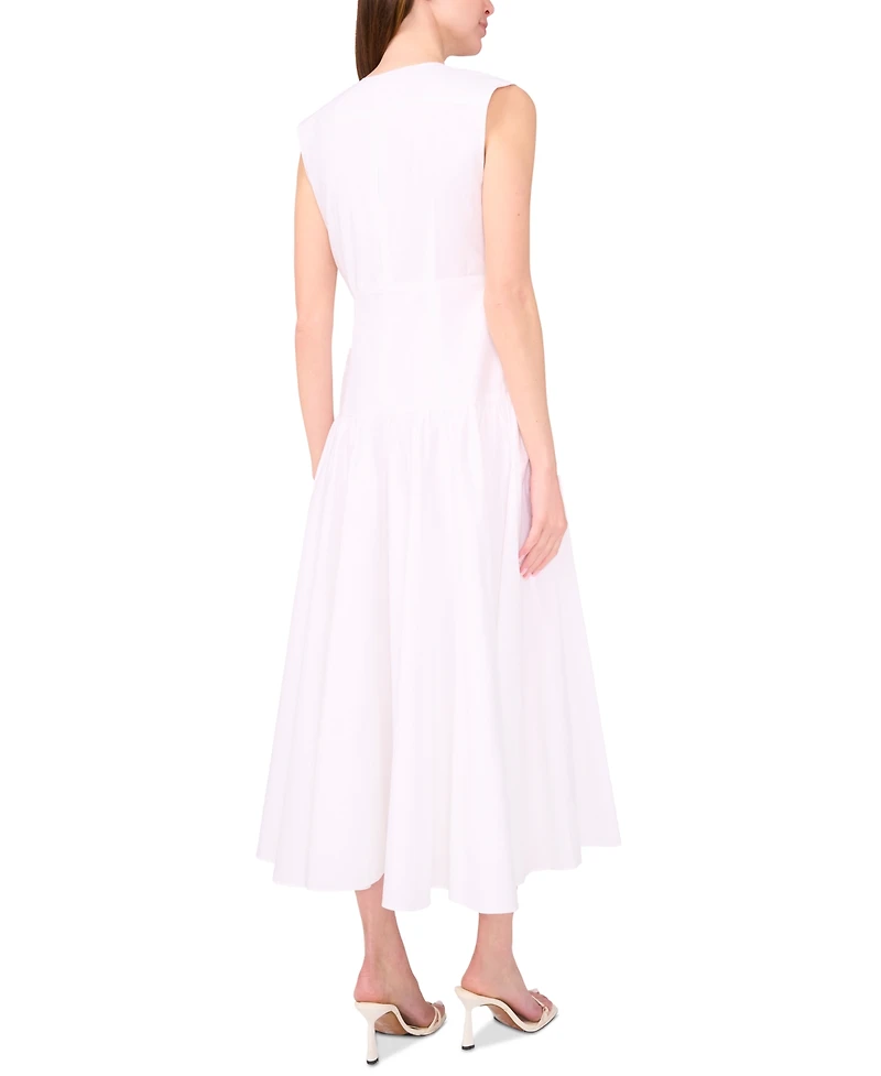 Parker The Abria Cotton Plunging-Neck Drop-Waist Midi Dress