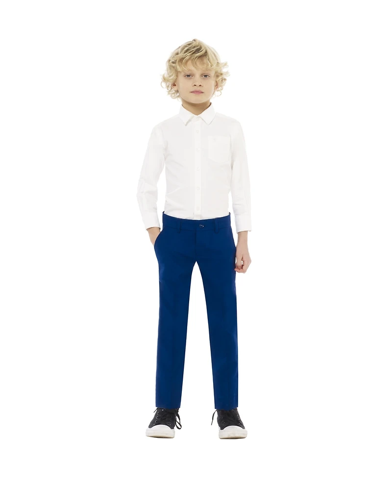 OppoSuits Boys Navy Royale Solid Slim Fit Suit Including Blazer, Pants and Clip-On-Tie