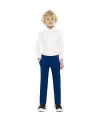 OppoSuits Boys Navy Royale Solid Slim Fit Suit Including Blazer, Pants and Clip-On-Tie