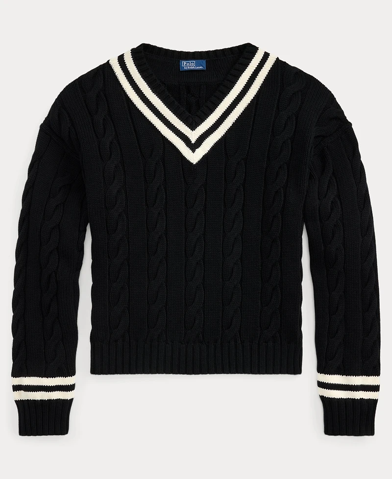 Polo Ralph Lauren Women's Aran-Knit Cotton Cricket Sweater