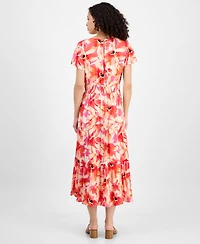 Tinsel Petite Print Short-Sleeve Maxi Dress