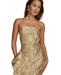 Donna Karan New York Women's Metallic Ruffled Strapless Gown