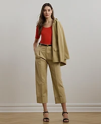 Lauren Ralph Lauren Women's Rib-Knit Cotton-Blend Elbow-Sleeve Tee