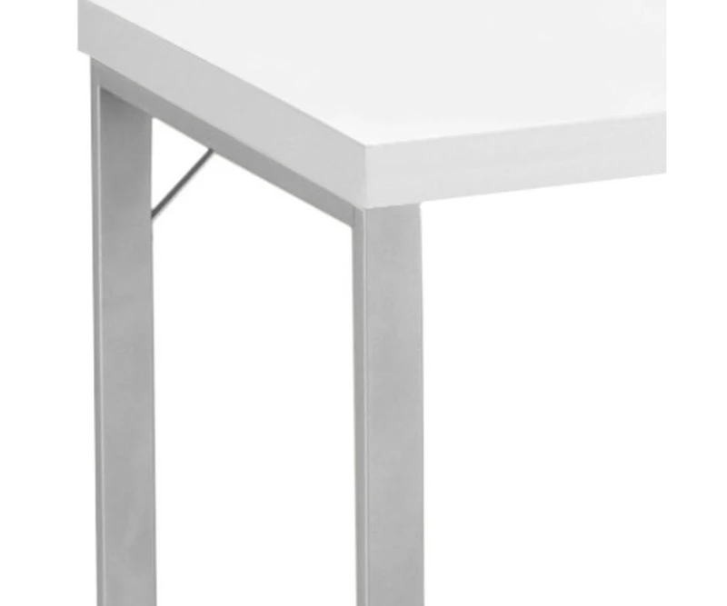 24-Inch White and Silver Computer Desk – Modern Workstation for Home Office