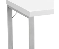 24-Inch White and Silver Computer Desk – Modern Workstation for Home Office