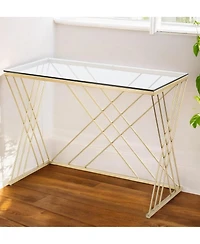 40" Clear and Gold Glass Writing Desk