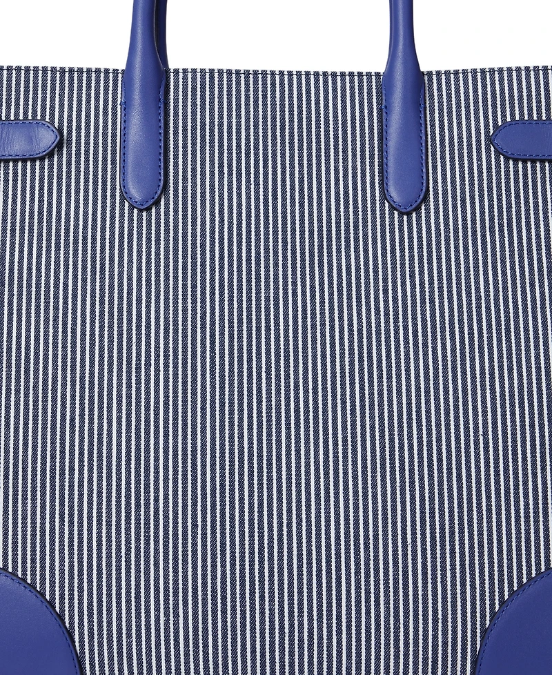 Lauren Ralph Lauren Striped Canvas Devyn Tote Bag