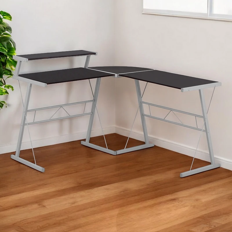Contemporary L-Shaped Computer Desk for Gaming or Office – Large Worktop