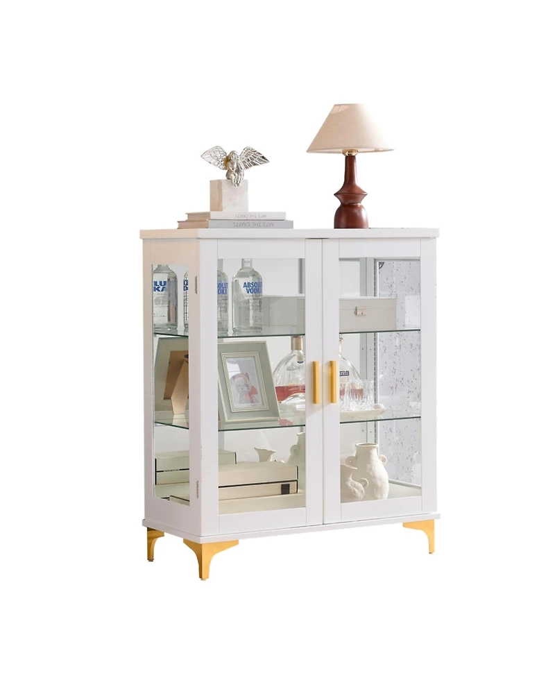Kings Brand Furniture Cataleya 3-Tier Curio Display Cabinet Organizer with Storage Shelves for Figures & Collection Exhibit for Living Room, Bedroom