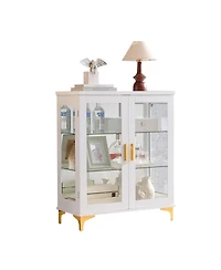 Kings Brand Furniture Cataleya 3-Tier Curio Display Cabinet Organizer with Storage Shelves for Figures & Collection Exhibit for Living Room, Bedroom