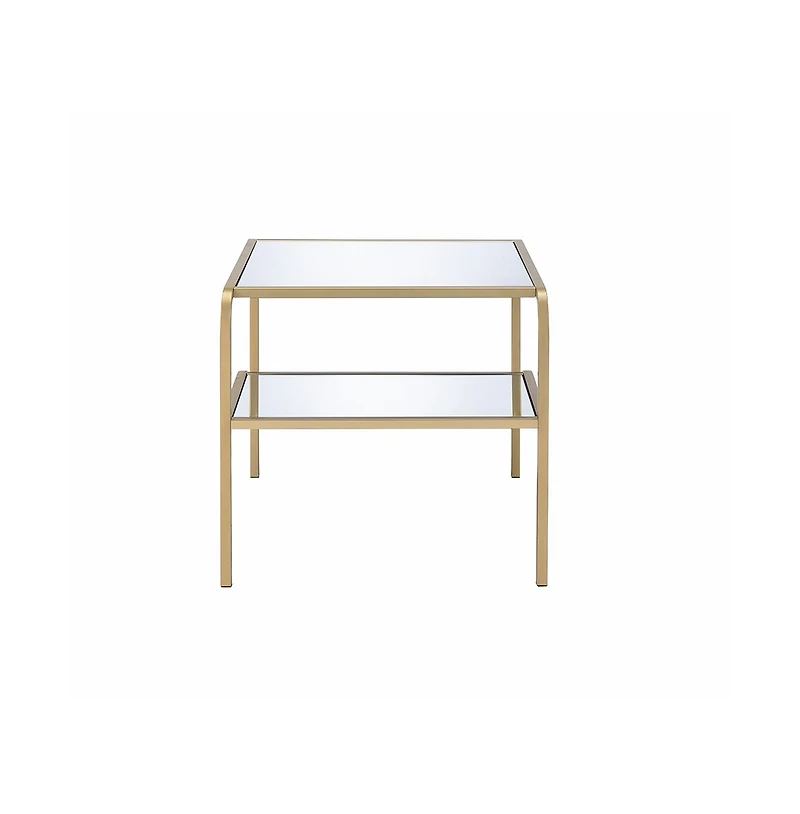 Contemporary Glass End Table with Dual Shelves for Organization