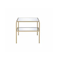 Contemporary Glass End Table with Dual Shelves for Organization