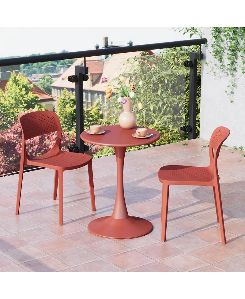 Modern Stackable Plastic Resin Patio Dining Side Chair (Set of 2)