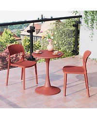 Modern Stackable Plastic Resin Patio Dining Side Chair (Set of 2)