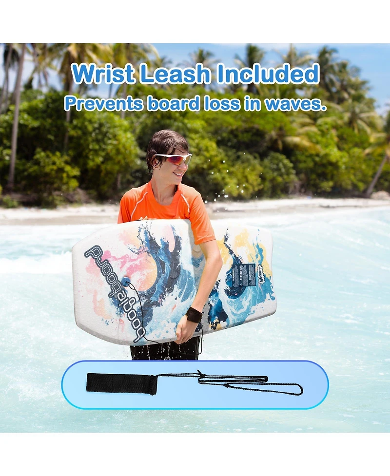 37" Body Board with Wrist Leash Fiberclad Cover Phuzion Core Crescent Tail, 2 Pack