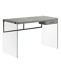 24" Grey and Clear Computer Desk