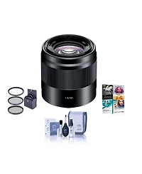 Sony E 50mm f/1.8 Oss Lens for Sony E, Black, Bundle with 49mm Filter Kit, Cleaning Kit, Pc Software Kit