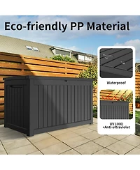 230 Gal. Black Resin Outdoor Storage Deck Box, Waterproof Large Outdoor Storgae Box