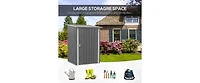 5 X 3 Ft Outdoor Storage Shed, Galvanized Metal Garden Shed With Lockable Doors, Tool Storage Shed For Patio Lawn Backyard Trash Cans