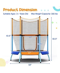 48 Inch Toddler Trampoline with Safety Enclosure Net