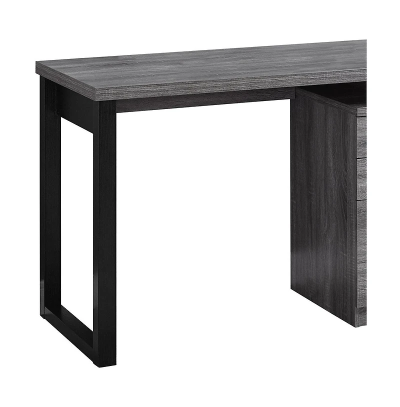 24" Grey and Black Computer Desk With Three Drawers