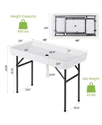 4 Feet Plastic Party Ice Folding Table with Matching Skirt