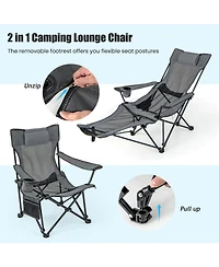 Camping Lounge Chair with Detachable Footrest Adjustable Backrest