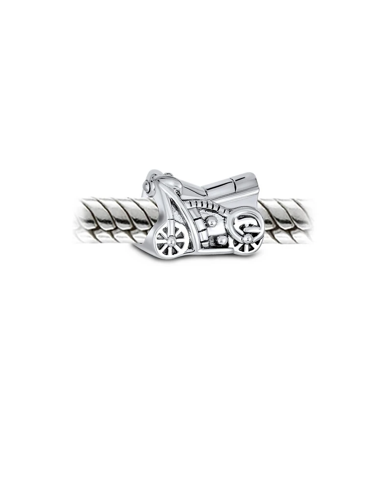 Bling Jewelry Biker Chick Motorcycle Charm Bead Oxidized Sterling Silver for European Bracelet