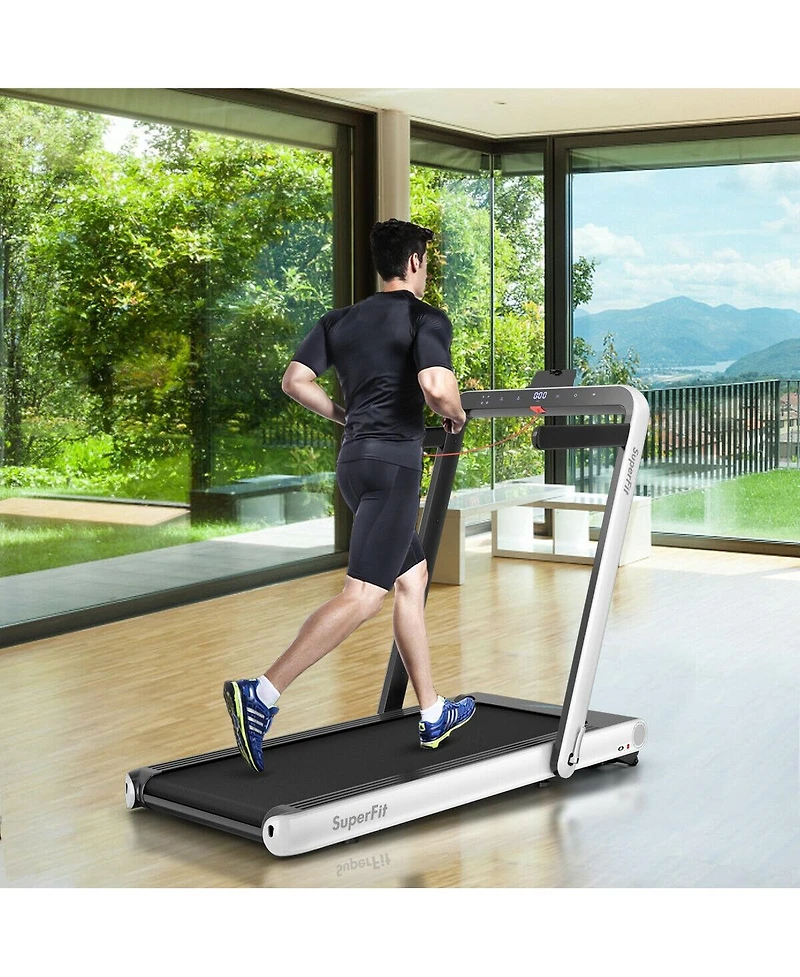 4.75HP 2 In 1 Folding Treadmill with Remote App Control-White