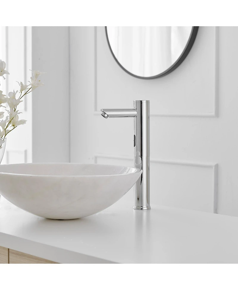 Automatic Sensor Touchless Single Hole Bathroom Sink Faucet With Temperature Mixing Valve In Polished Chrome