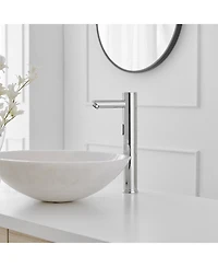 Automatic Sensor Touchless Single Hole Bathroom Sink Faucet With Temperature Mixing Valve In Polished Chrome