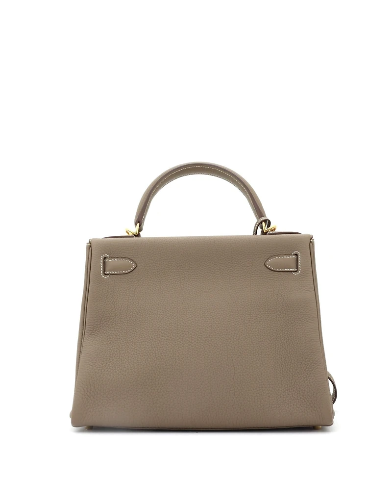 Pre-Owned Hermes Kelly 28 Handbag Grey Togo with Gold Hardware