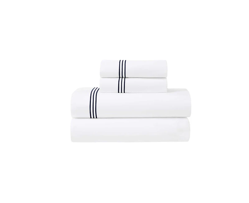 Superior Brandon Cotton Three-Line Embroidered Deep Pocket Bed Sheet Set, California King