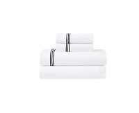 Superior Brandon Cotton Three-Line Embroidered Deep Pocket Bed Sheet Set, California King