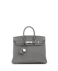 Pre-Owned Hermes Birkin 25 Handbag Grey Togo with Palladium Hardware