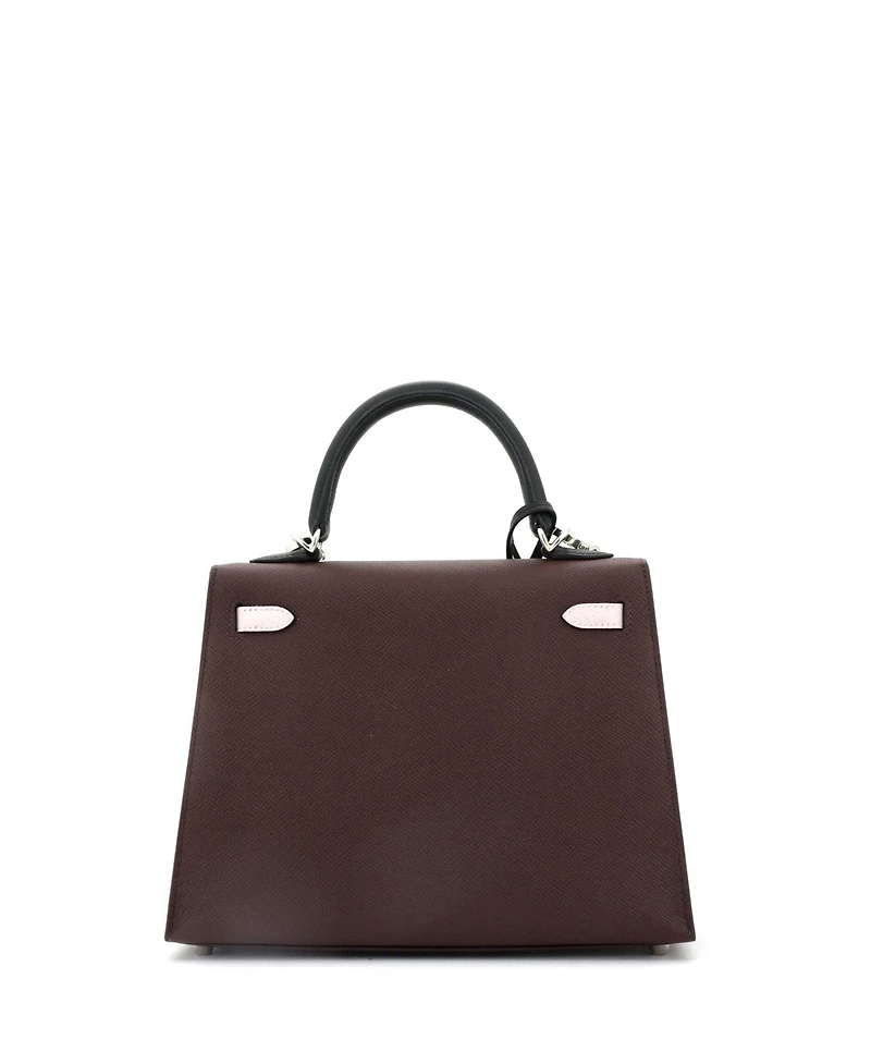 Pre-Owned Hermes Kelly 25 Handbag Tricolor Epsom with Palladium Hardware