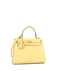 Pre-Owned Hermes Kelly Handbag Yellow Epsom with Gold Hardware