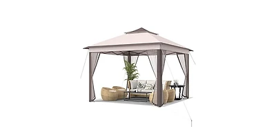 11 x 11 Feet 2-Tier Pop-Up Gazebo Tent Portable Canopy Shelter Carry Bag Mesh