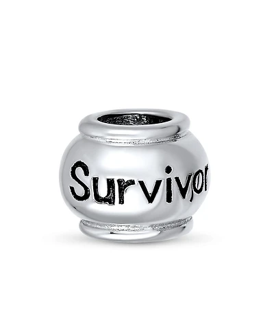 Bling Jewelry Word Survivor Message Inspirational Barrel Charm Bead .925 Sterling Silver Fits European Bracelet