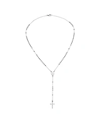 Bling Jewelry Religious Christian Virgin Mary and Cross Rosary Chain Drop Necklace Silver Tone