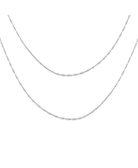 Bling Jewelry Set of 2 Thin 1.5MM Sterling Silver Singapore Rope Chain Necklace Made in Italy & Inch