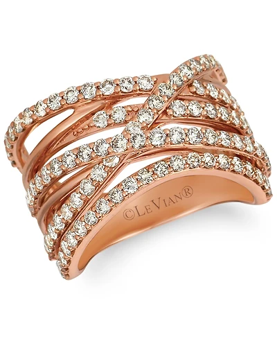 Le Vian Nude Diamond Multirow Crossover Ring (1-5/8 ct. t.w.) Ring in 14k Rose Gold