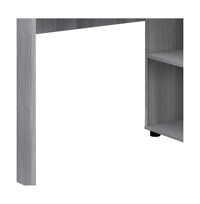 Modern 34" L-Shape Grey Desk Space-Saving Home Office Desk with Storage Drawers
