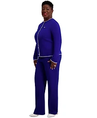 Kasper Round-Neck Long-Sleeve Button Front Cardigan, Regular & Plus