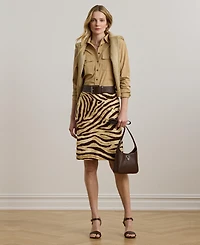 Lauren Ralph Women's Zebra-Print Linen-Cotton Pencil Skirt