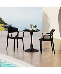Outdoor Stackable Plastic Resin Patio Dining Armchair (Set of 2)